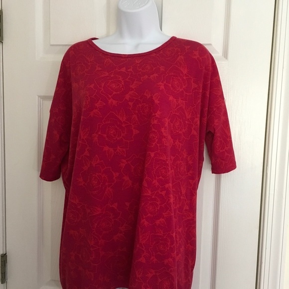 LuLaRoe Top Women’s Tunic Long Stretchy Subtle Floral Deep Red Small - Picture 6 of 10